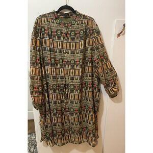 Tahari Arthur S. Levine Roll Tab Sleeve Dress Size‎ 24W Geometric Southwest